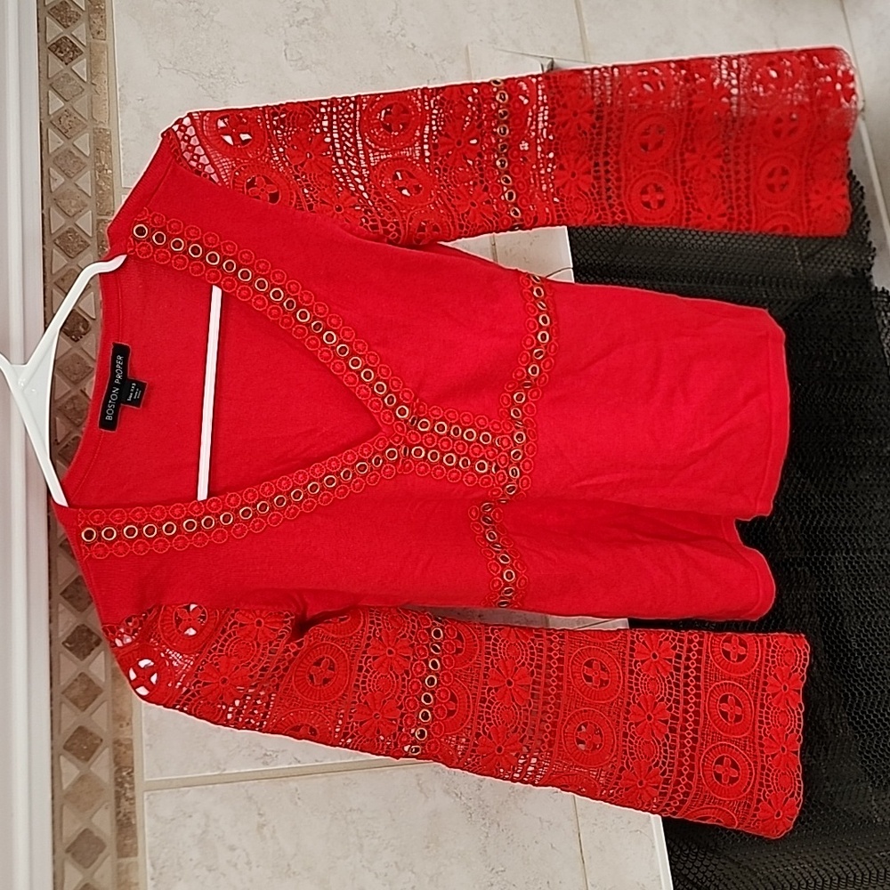 🆕️ 🌟❤️‍🔥 BOSTON PROPER LACE & GROMMET SWEATER TOP ❤️‍🔥🌟 🆕️